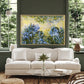Agapanthus expressive foral abstract artwork in green living rom