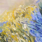 Agapanthus floral abstract artwork detail yellow and purple flowers
