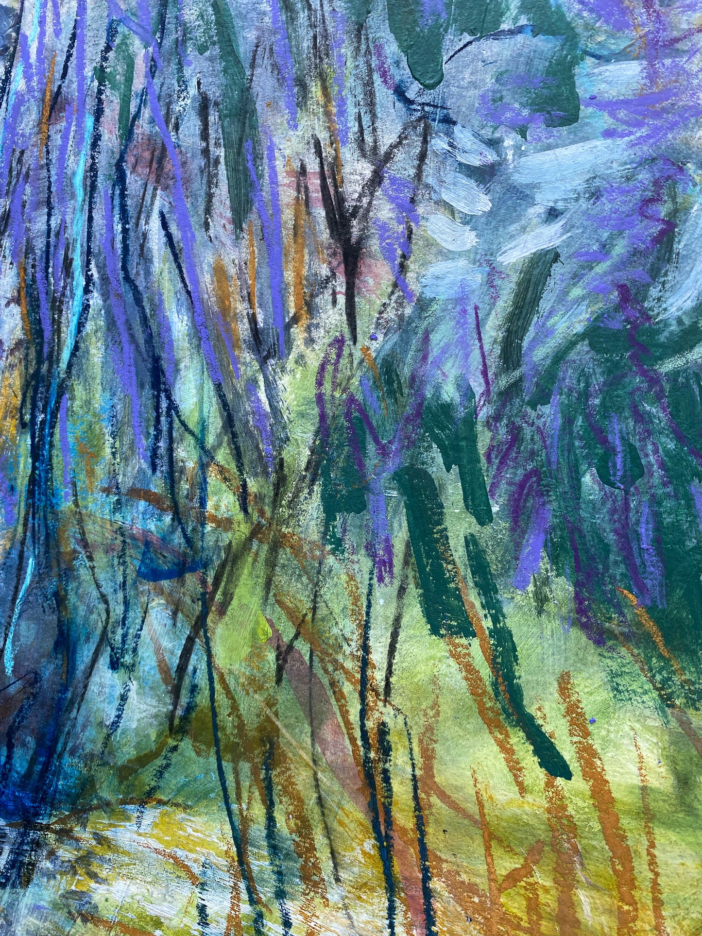 Detail Peters Garden Original Abstract Floral painting lilac